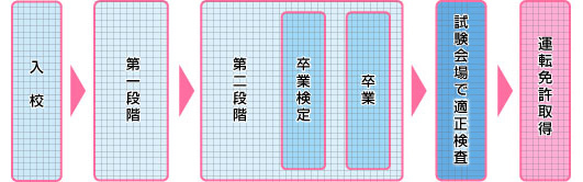 入校から免許取得までの案内図